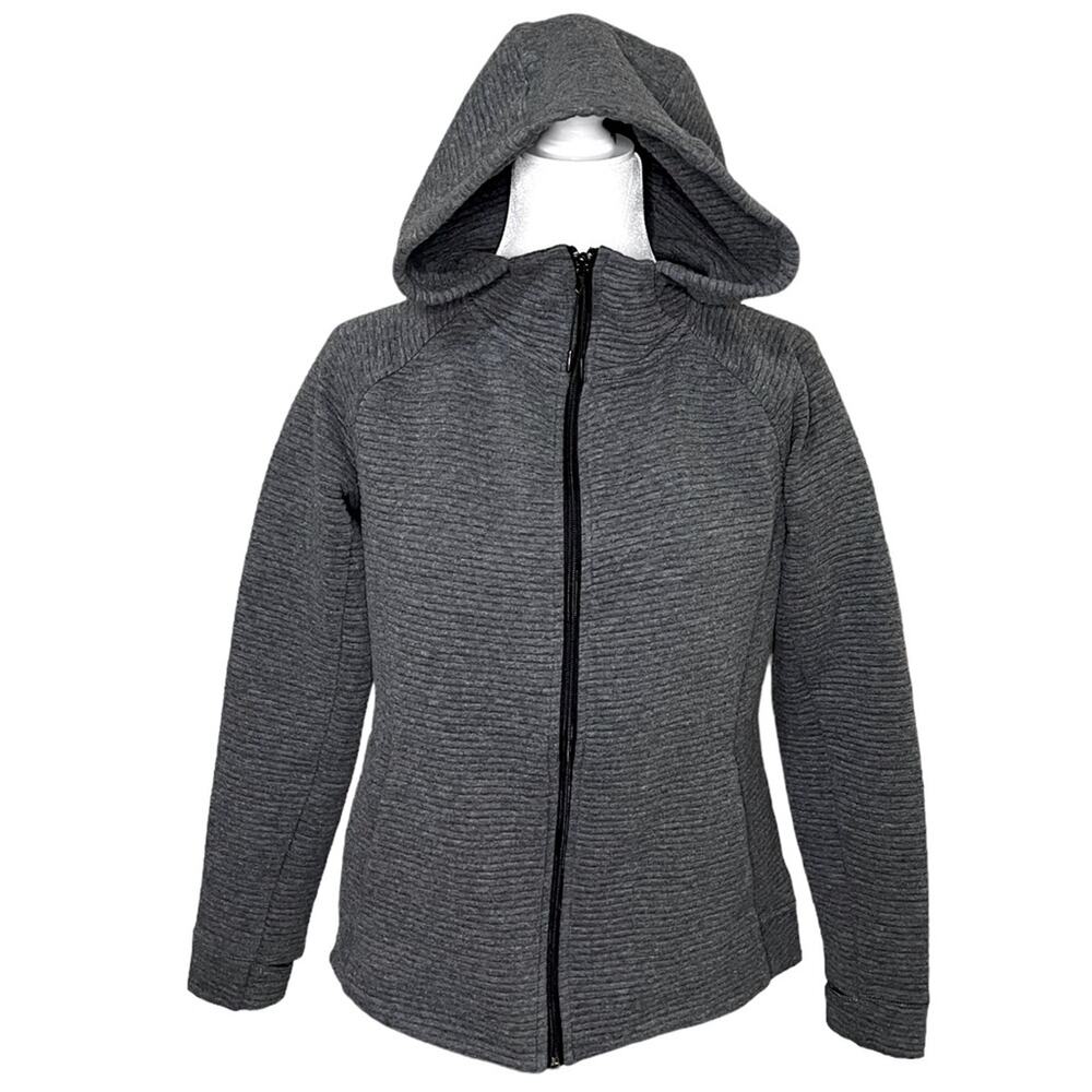 STOIC Jacket Hoodie Full Zipper Long Sleeve Ribbed Knit Gray‎ Size Medium